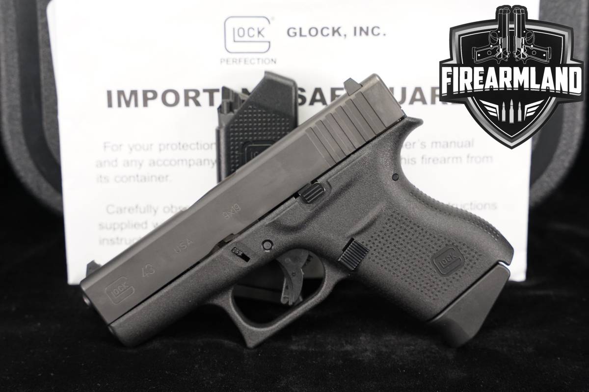 Glock 43 G43 Slimline 9mm 3.41 +2 MAGS & ORIG CASE