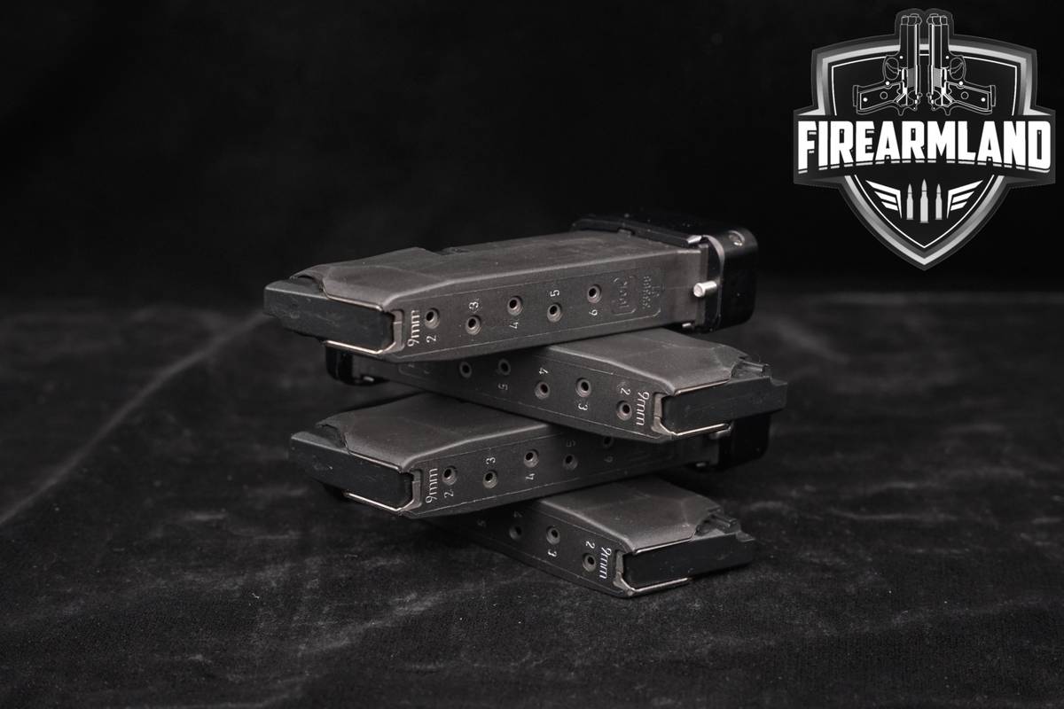 FOUR (4) Glock 43 Magazines Taran Tactical (TTI) Extended Baseplates Mags