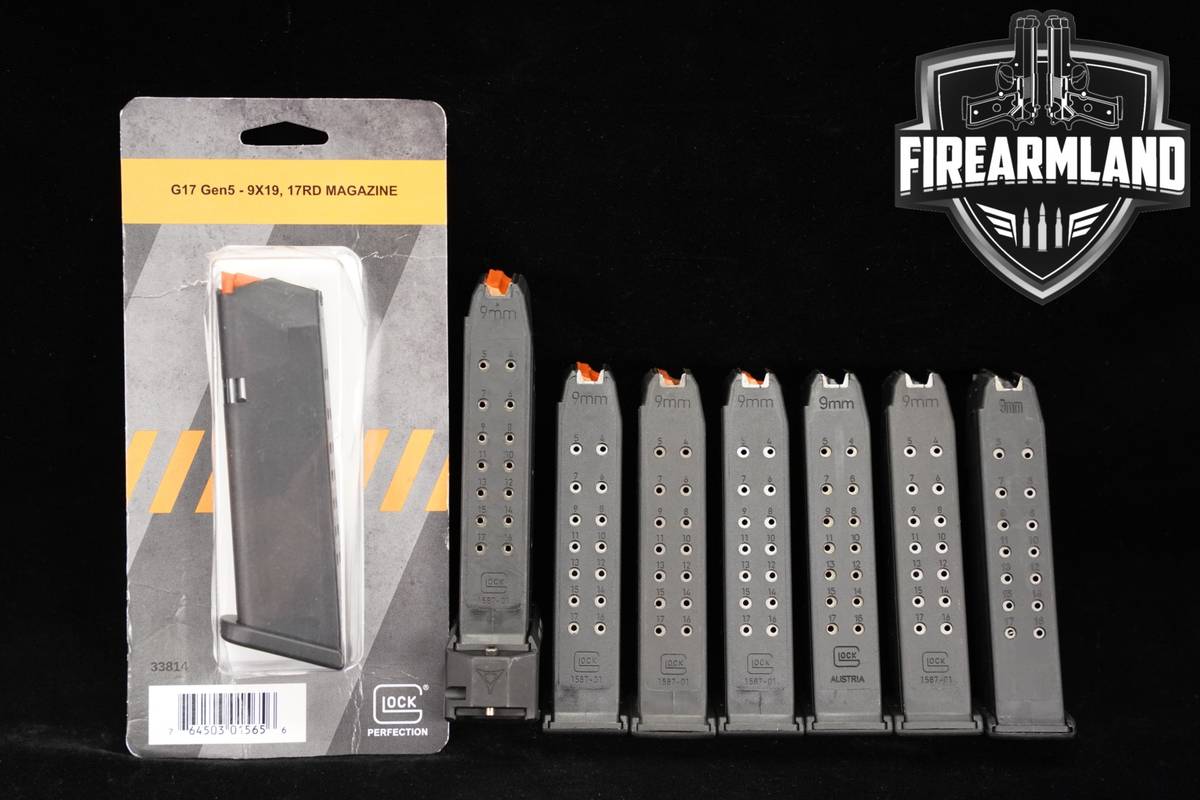 EIGHT (8) Glock G17 17-Round Magazines 9mm Luger Mags