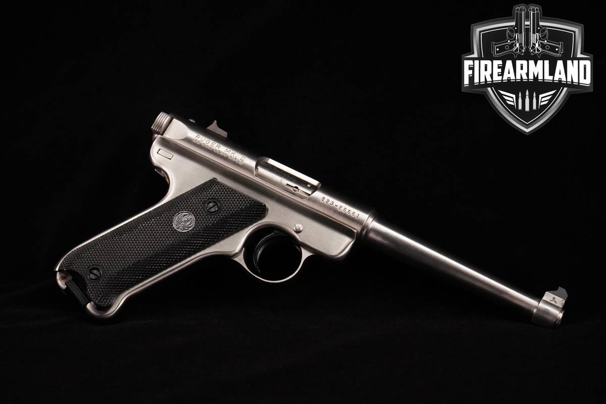 1999 Ruger Mark II 22LR 6" Stainless Ruger Mark-II Mk-2 4-MAGS & OG-CASE