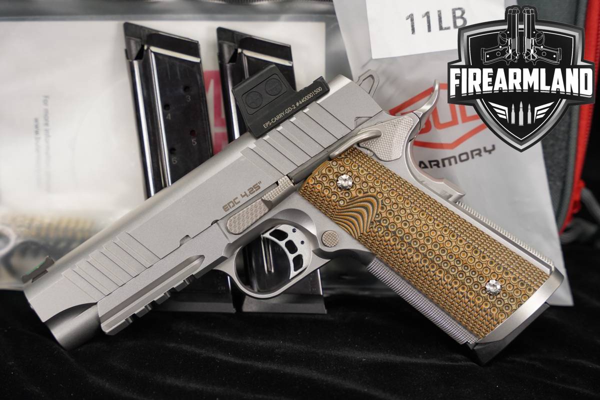 BUL Armory 1911 EDC 4.25 9mm Silver +3 MAGS, ORIG CASE, HOLOSUN OPTICS