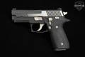 Sig Sauer P229 Equinox Elite; Custom Works 9mm Luger Two-Tone Black & Brushed Stainless in Excellent Condition Image 4