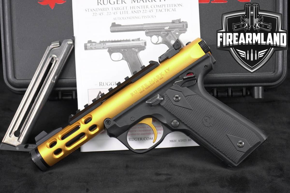 Ruger Mark IV 22/45 Lite 22LR GOLD Anodized THREADED +2 MAGS & ORIG CASE