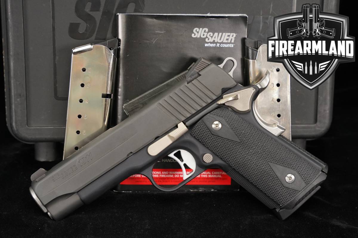 Sig Sauer 1911 Nitron 45 ACP 1911-Nitron Sig-Sauer 1911 ORIG CASE & 3 MAGS