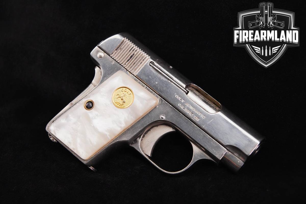 1917 Colt Model 1908 Vest Pocket .25 ACP (6.35Mm) 2" Bright Nickel +HOLSTER