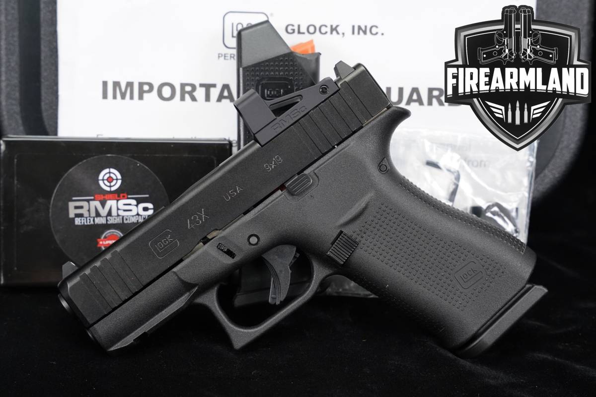 Glock 43X MOS G43X G43-X 9mm 3.41" +2 MAGS, ORIG CASE, SHIELD RMSC