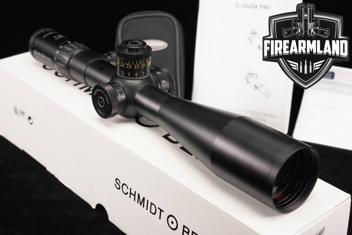 Schmidt-Bender PM II 5-25x56 FFP MRAD P4FL Red Illumination Scope +ORIG BOX