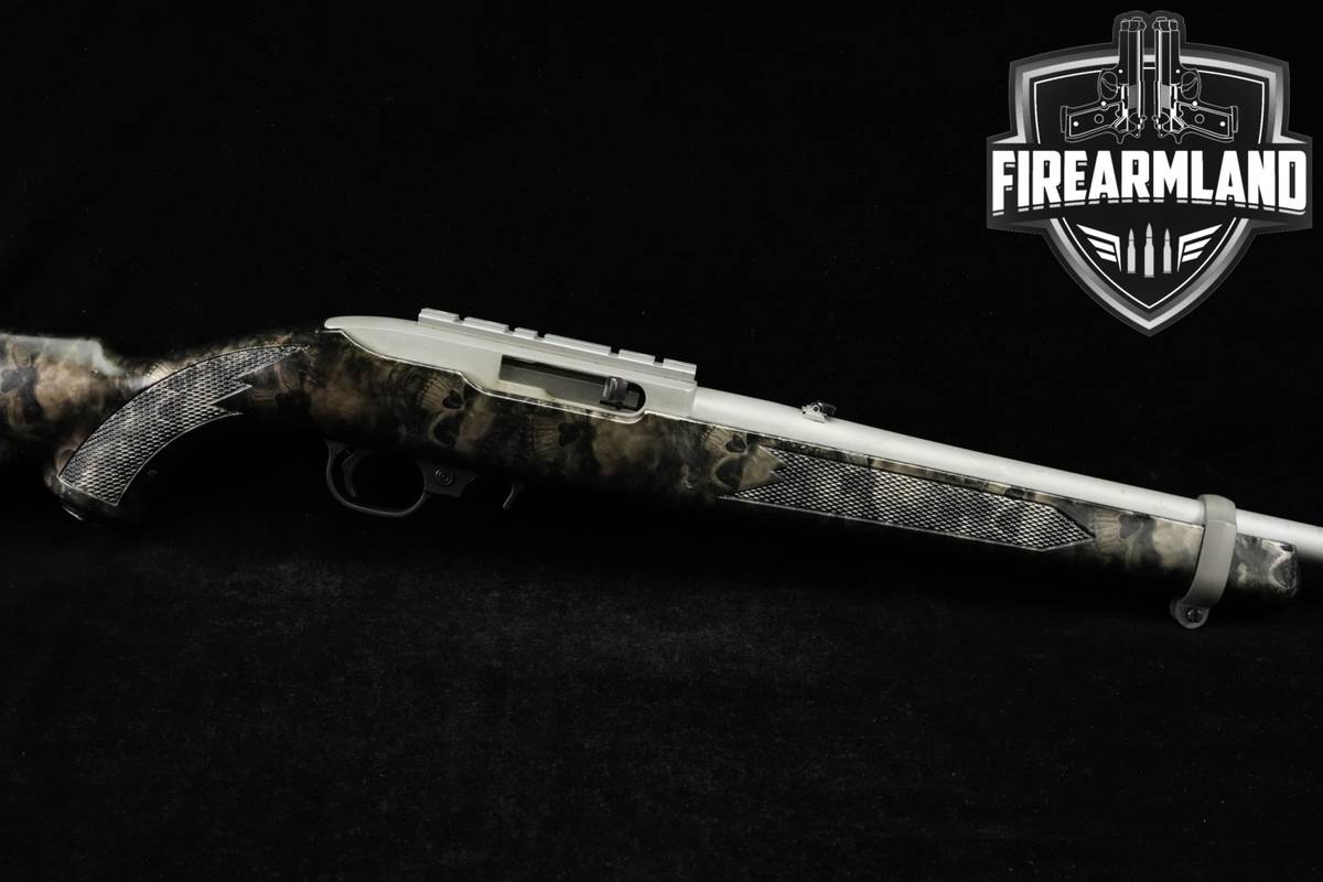 2007 Ruger 10/22 Carbine 22LR 18.5" SILVER & SKULL, HYDRO-DIPPED STOCK