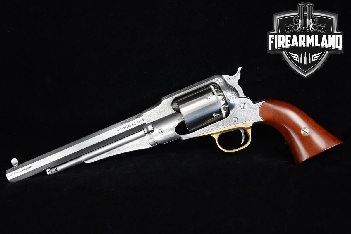 Uberti Model 1858 Remington White Engraved 45-Colt 44-BPM 8" Uberti OG BOX