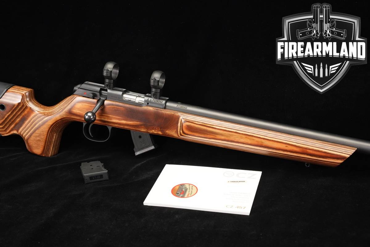 CZ 457 Varmint AT-ONE 22LR 24" Blued & Laminate CZ457 THREADED +2 MAGS