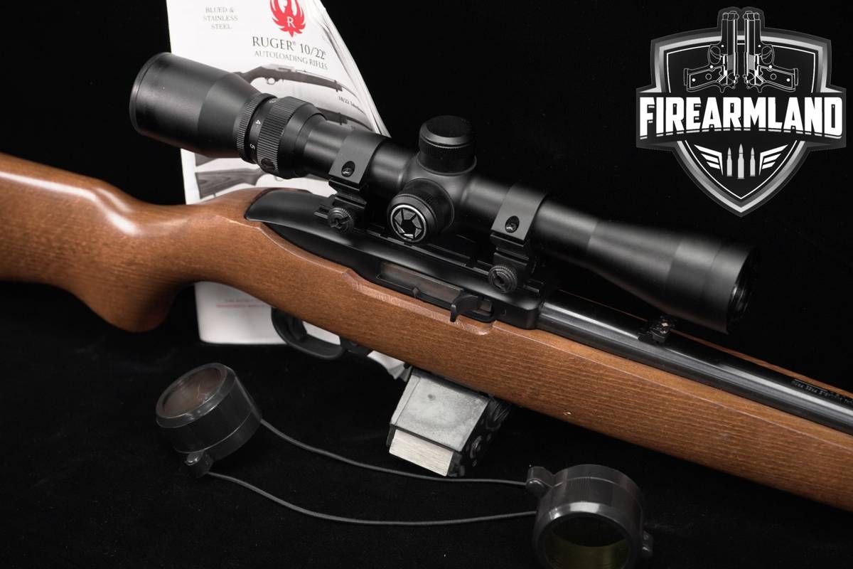 Ruger 10/22 Carbine 22LR 18.5" Blued & Hardwood 1022 +3 MAGS, BARSKA SCOPE