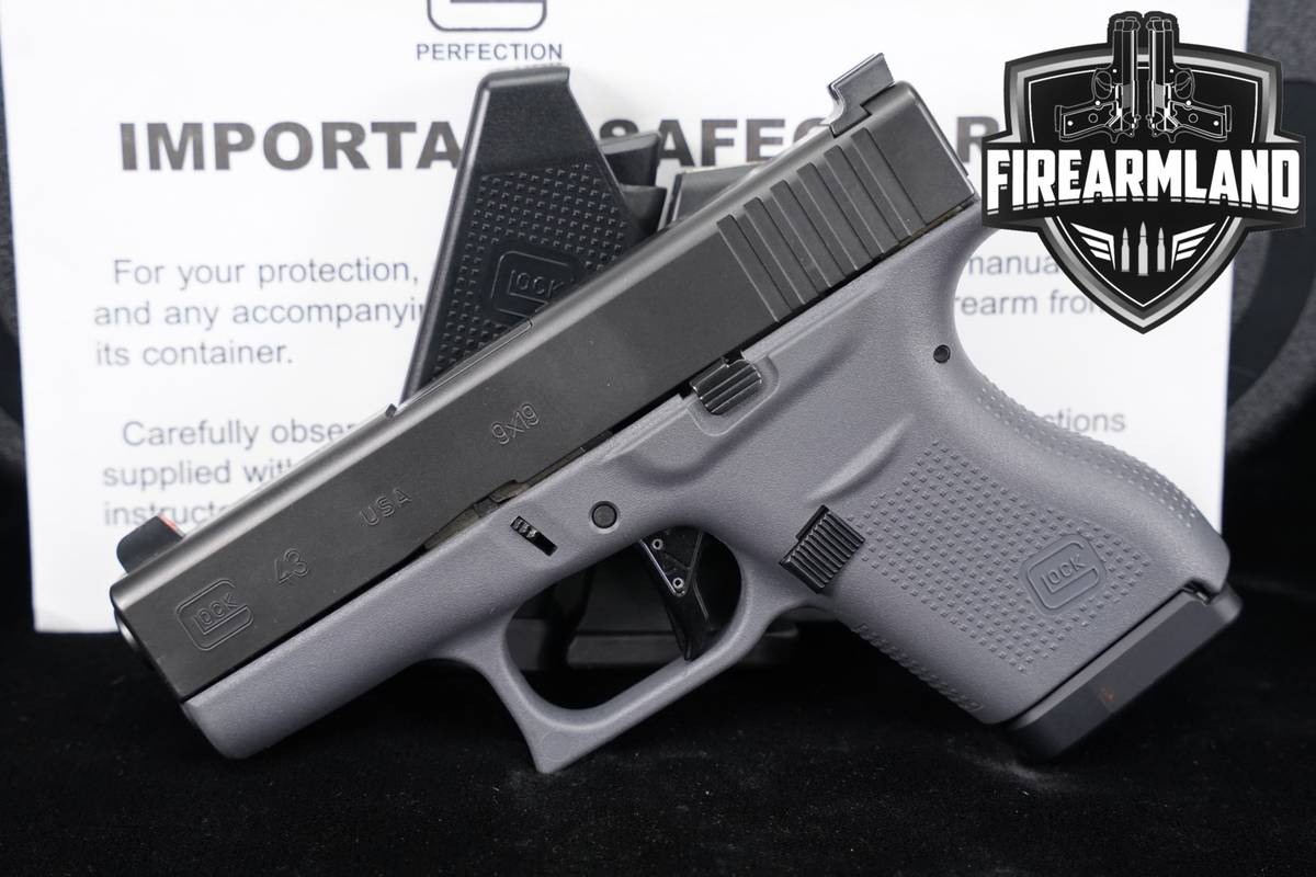 Glock 43 Slimline 9mm 3.41" Two-Tone G43 Pistol +3 MAGS & ORIG CASE