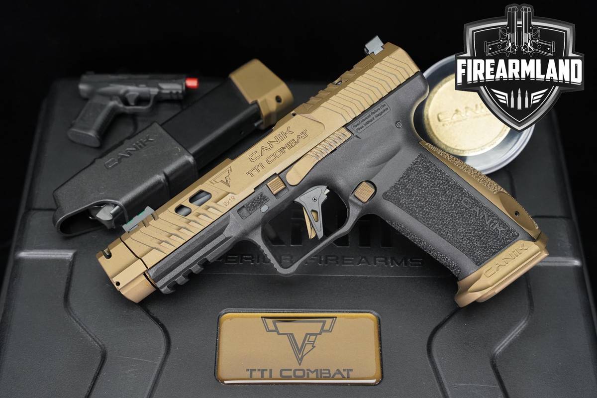 Canik TTI Combat 9mm 4.6" Two-Tone Bronze Pistol +2 MAGS, OG CASE & HOLSTER
