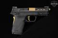 Smith & Wesson (S&W) M&P9 Shield EZ Performance Center, Gold TiN Ported Barrel, Thumb Safety 9mm Luger Black in Very Good Condition Image 4