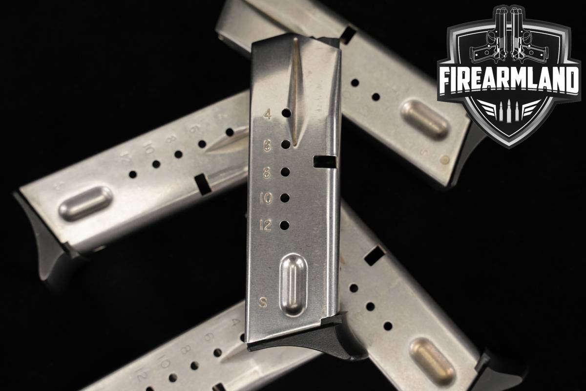 FIVE (5) Smith & Wesson (S&W) 6900 Series 12 Round Magazines 9mm Luger Mags