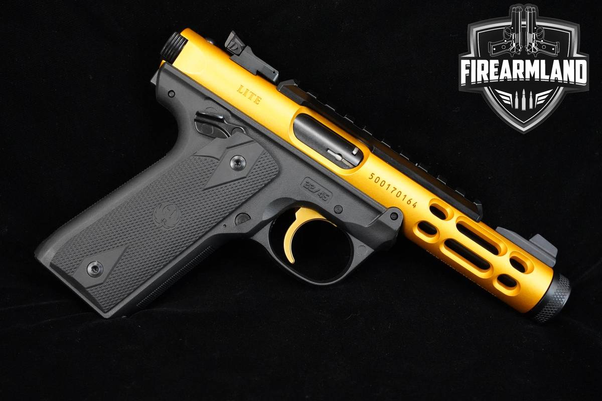 LIKE-NEW Ruger Mark IV 22/45 Lite 22LR Gold Anodized Ruger-Mark-4+2 MAGS