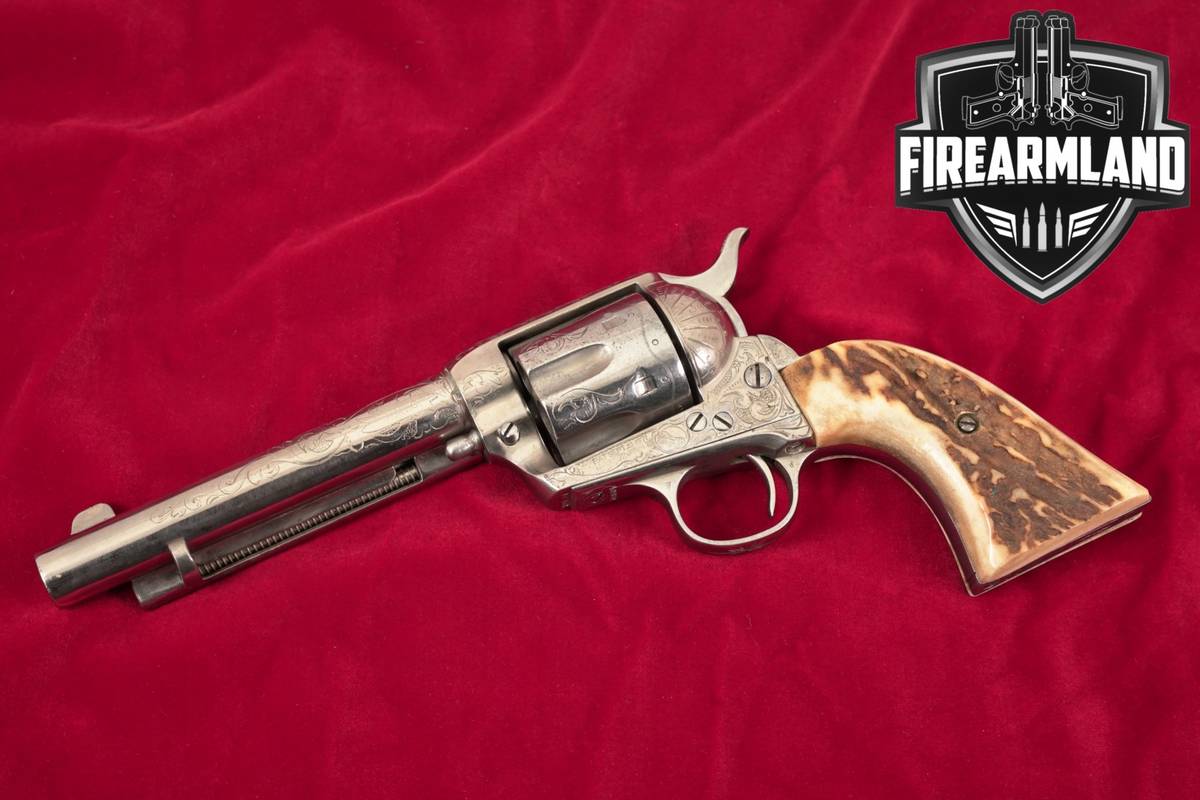 1907 Colt Single Action Army First Generation 38-40 Win Nickel STAG GRIPS