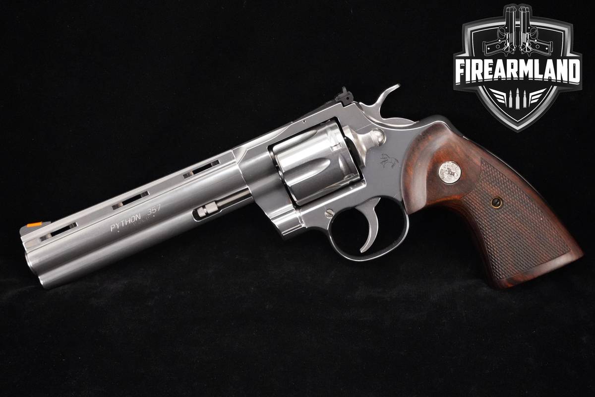 SNAKE-GUN Colt Python 357-Magnum 6" Satin Stainless +ORIG CASE
