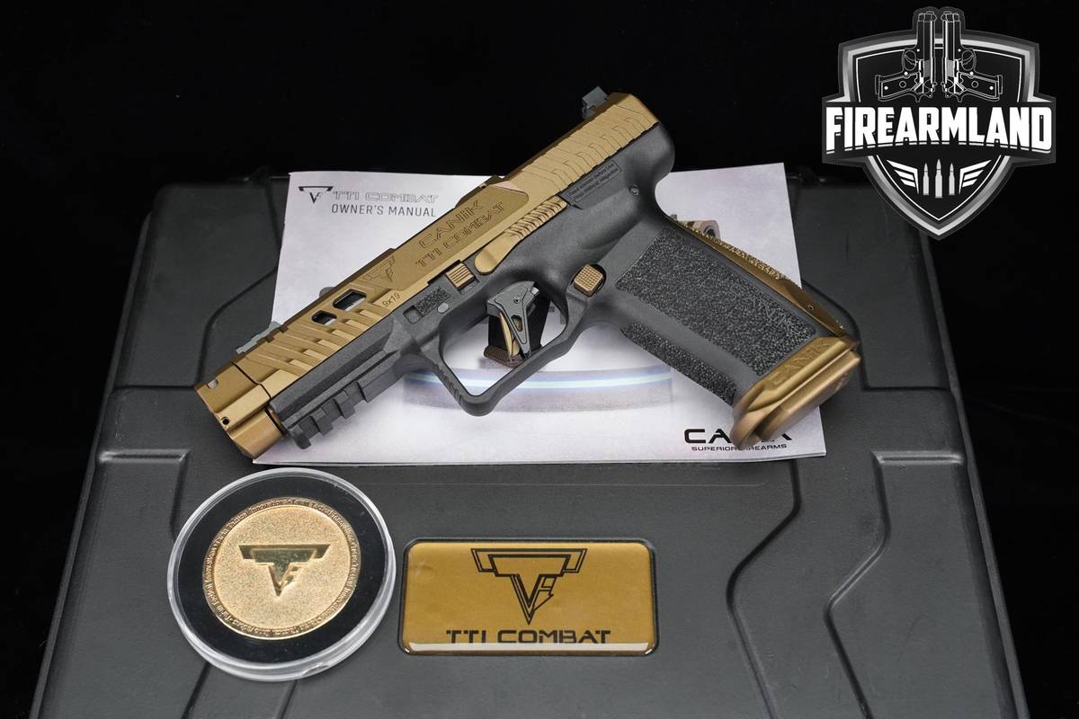Canik TTI Combat 9mm 4.6" Two-Tone Bronze Pistol +5 MAGS, OG CASE & HOLSTER