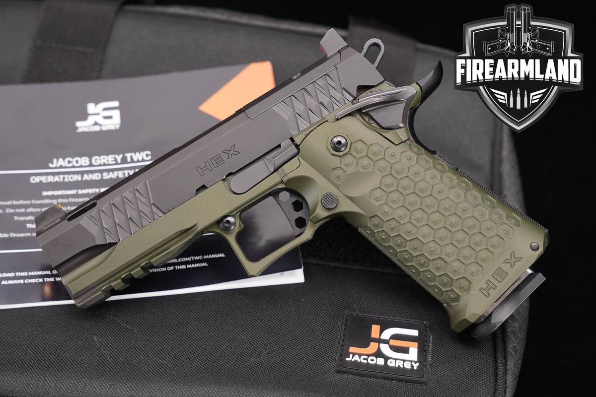 Jacob Grey TWC HEX 9mm 1911 4.25" Two-Tone OD Green 2011 +2 MAGS & OG CASE