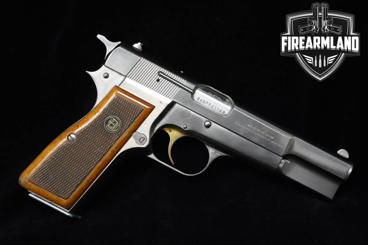 RARE 1982 FN Browning Hi-Power NICKEL Belgium 9mm 4.8" Browning FN Hi-Power