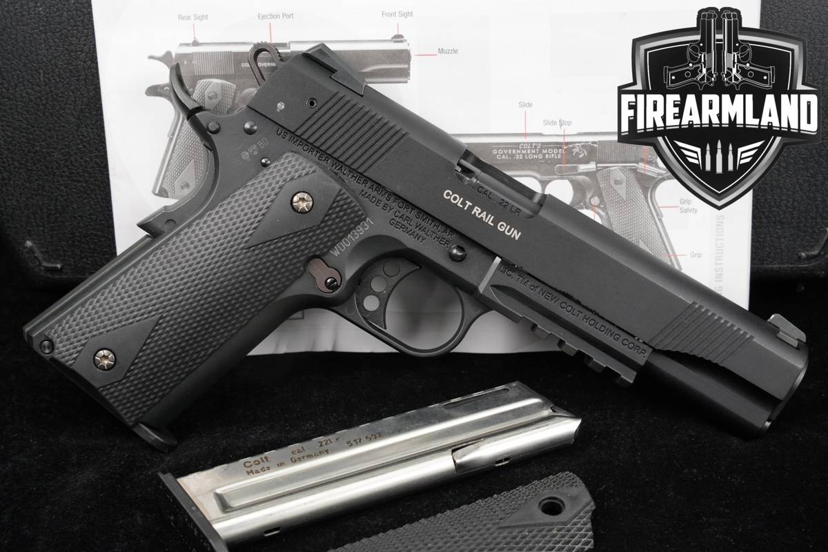 Walther Colt 1911-22 Rail Gun Government Model 22LR 5" +2 MAGS & ORIG CASE