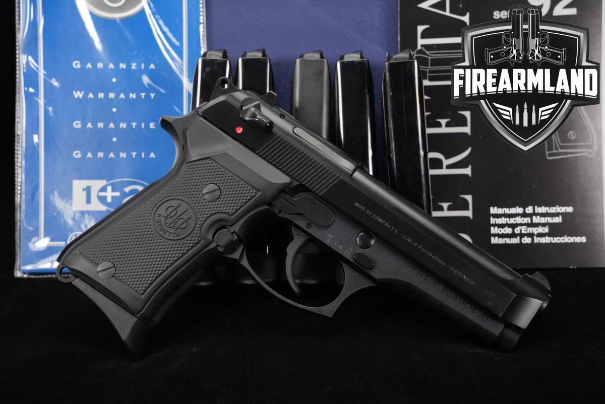 P Beretta Mod 92 Compact L 9mm P 4.3" Bruniton +6 MAGS & ORIG BOX