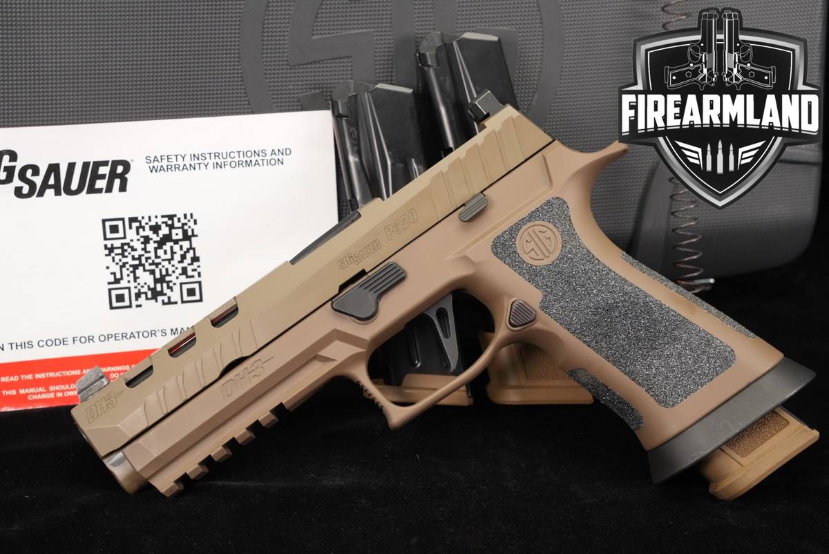 Sig Sauer P320 XFIVE DH3, Custom Works 9mm 5" Tan P-320 +3 MAGS, ORIG CASE