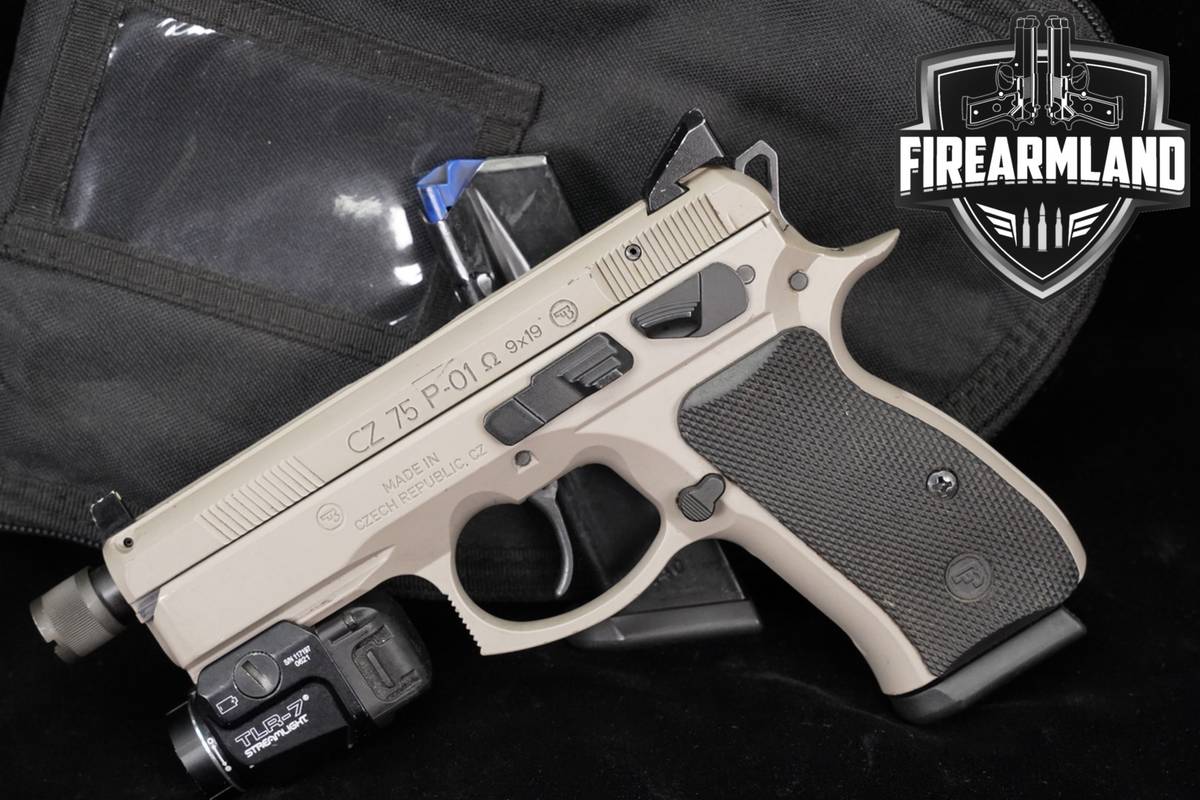 CZ 75 P-01 Ω OMEGA 9mm 4.4" Light Earth CZ75 P01 THREADED +2 MAGS, TLR-7