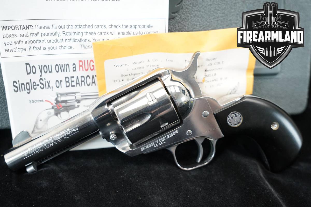 2004 Ruger Vaquero Birdshead 45 Colt 3.75" Stainless Revolver +ORIG CASE