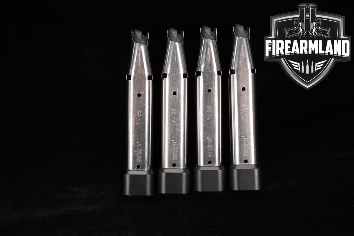 FOUR (4) Staccato (STI) 2011 P XC 20 Round Magazines 9mm Luger Mags