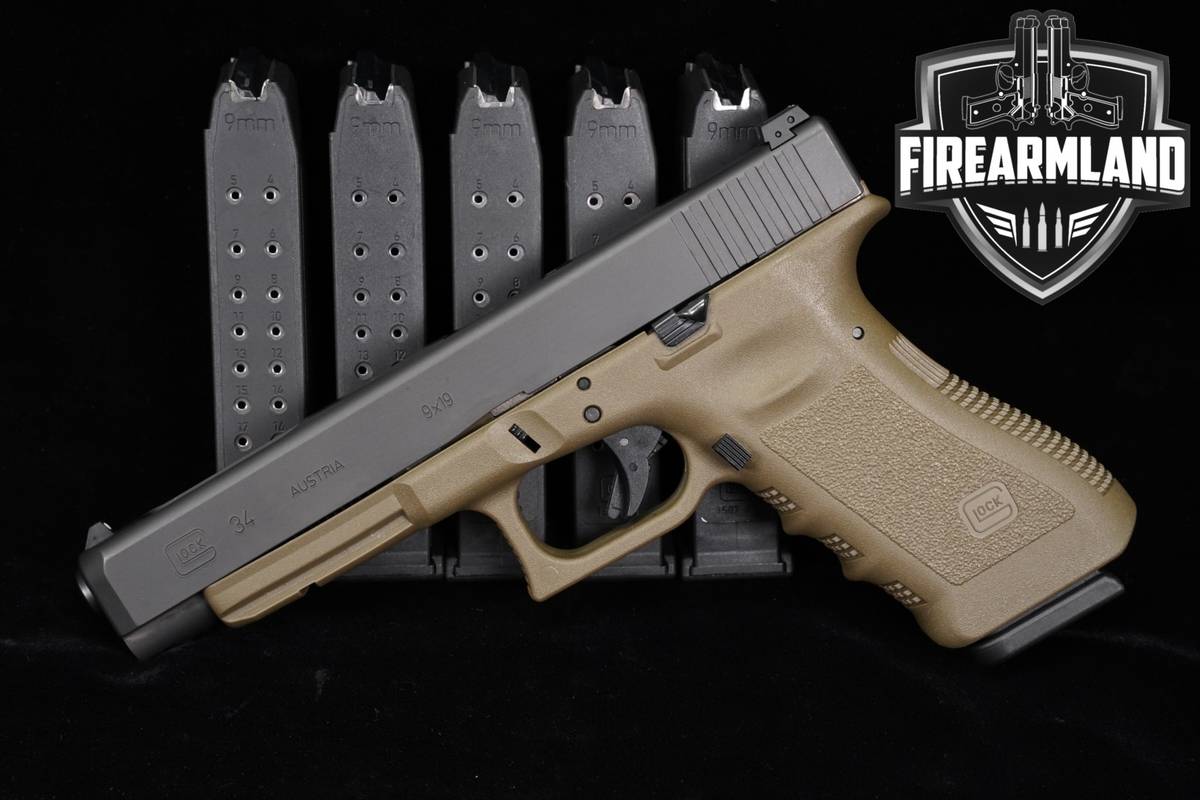 Glock 34 Gen 3 9mm 5.31" Lightening-Cut Slide FDE G34 Gen3 +6 MAGS