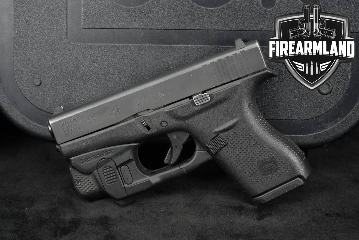 Glock 42 G42 380 ACP 3.25 +2 MAGS, ORIG CASE, LASERMAX COMBO, 50-RD DRUM