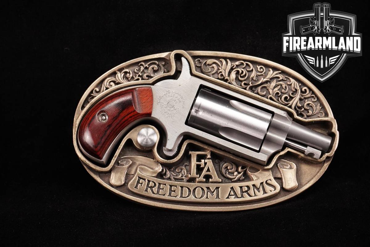 Freedom Arms Belt Buckle Derringer 22 Magnum 1.2" Stainless Steel ORIG CASE
