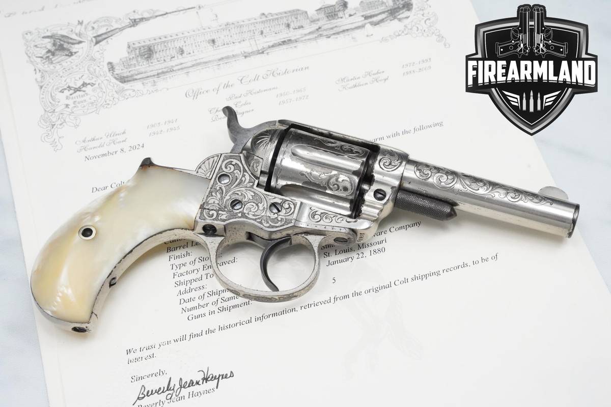 UNICORN 1879 Colt Model 1877 Thunderer Nickel 41 Colt 3.5" FACTORY ENGRAVED