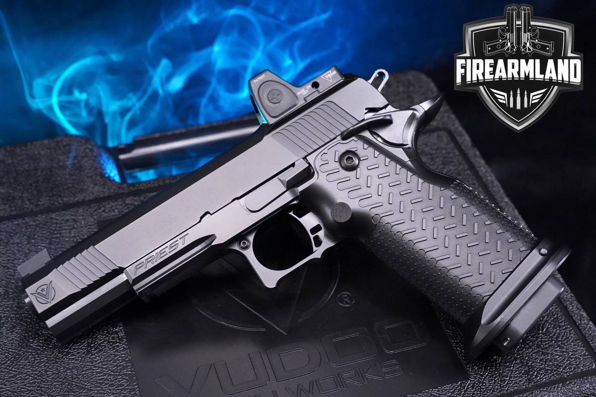 NICE! Vudoo Gun Works Priest 9mm 1911 5" DLC +2 MAGS, CASE & TRIJICON RMR