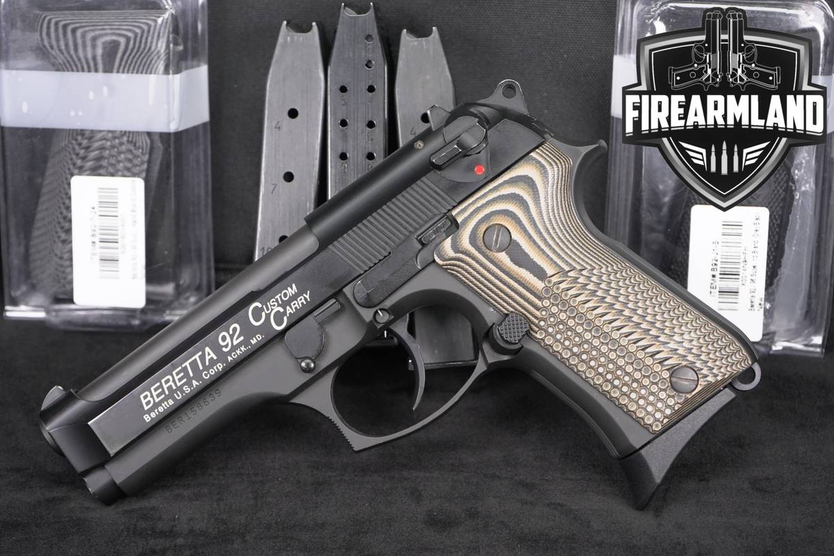 Beretta 92 Compact L Custom Carry Elite Team 9mm +4 MAGS, CASE, GRIPS