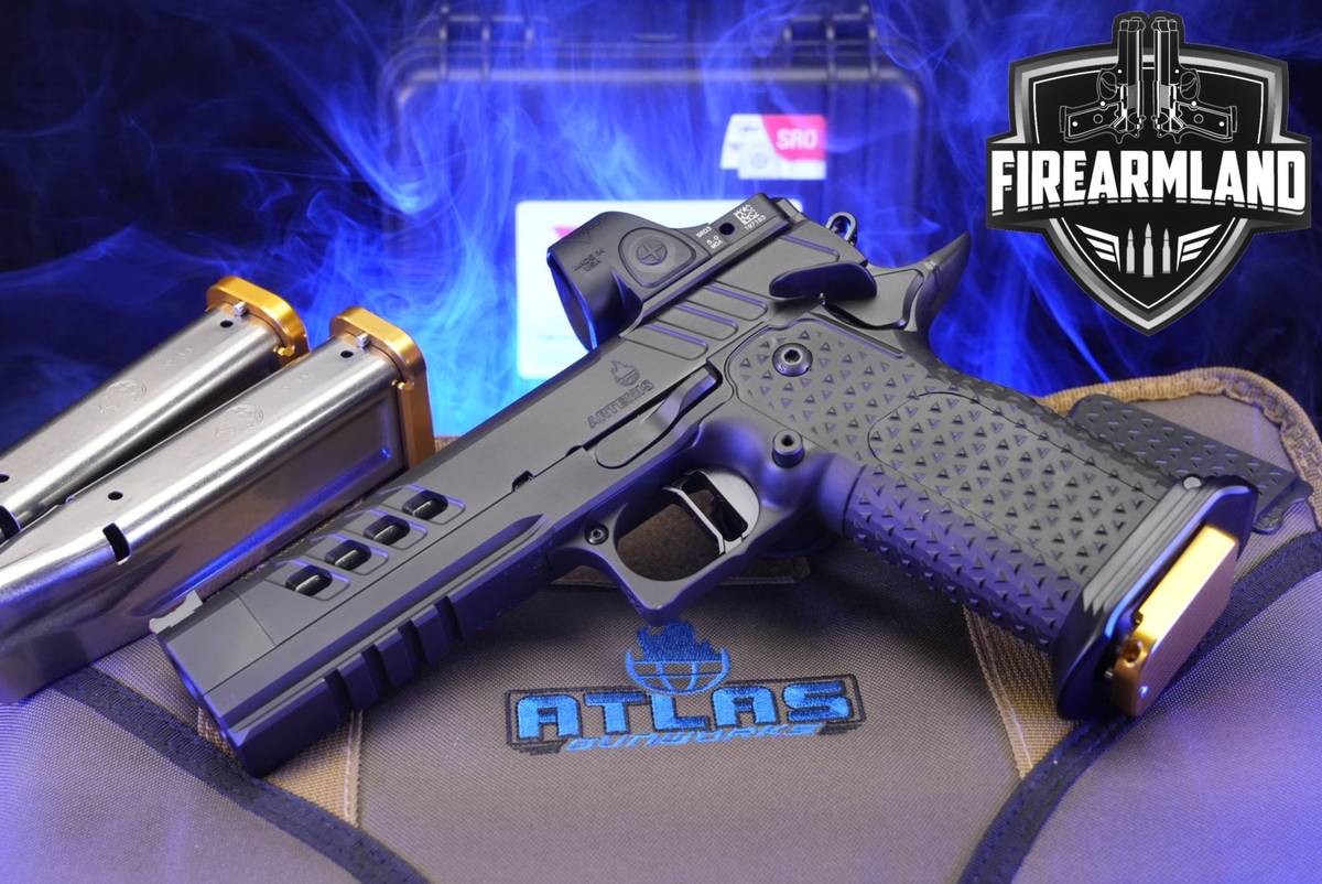 Atlas Gunworks Artemis 9mm 1911 2011 +3 MAGS, ORIG CASE, TRIJICON SRO