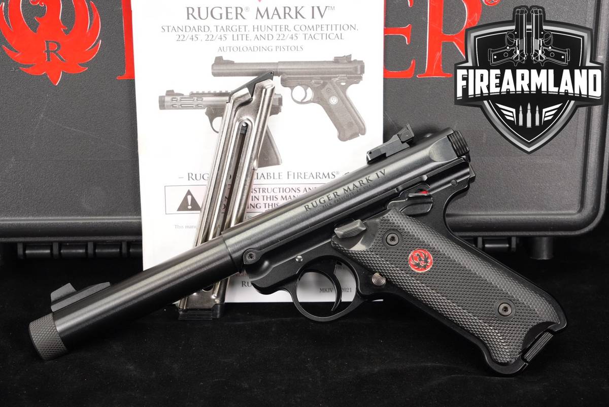 LIKE-NEW Ruger Mark IV Target THREADED 22LR 5.5" MK 4 +2 MAGS, ORIG CASE