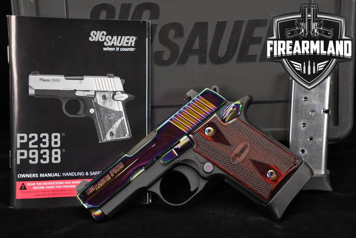 Sig Sauer P938 RAINBOW TITANIUM 9mm 3" P 938 +2 MAGS, ORIG CASE