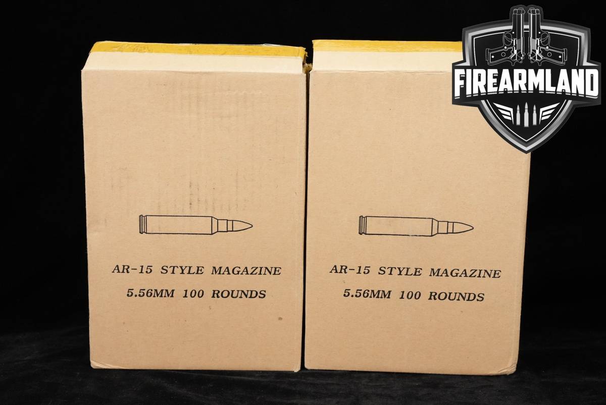 TWO (2) KCI AR-15 100 Round Drum Magazines 5.56mm NATO AR15 Mags