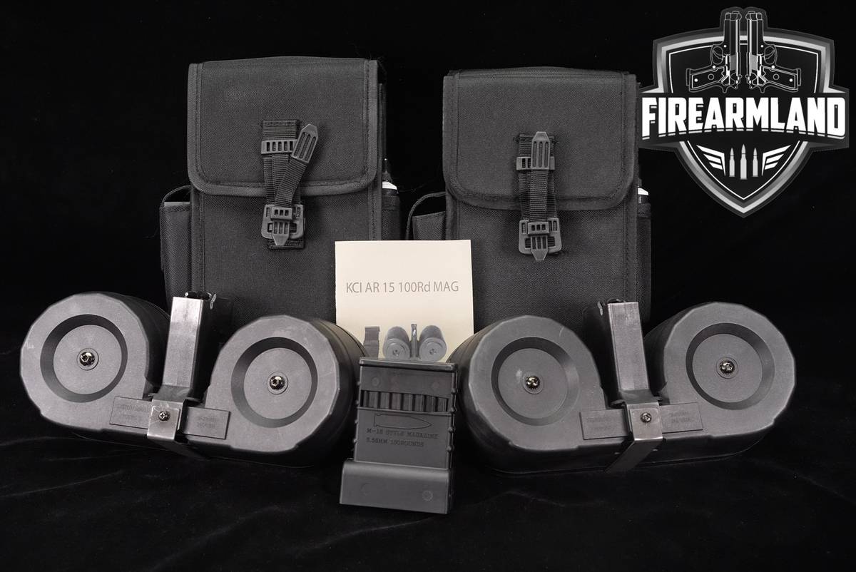 TWO (2) KCI AR-15 100 Round Drum Magazines 5.56mm NATO AR15 Mags