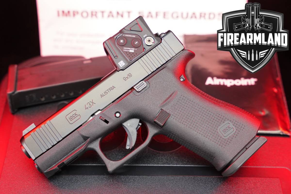 Glock 43X COA 9mm G43X +2 MAGS, ORIG CASE & AIMPOINT OPTIC