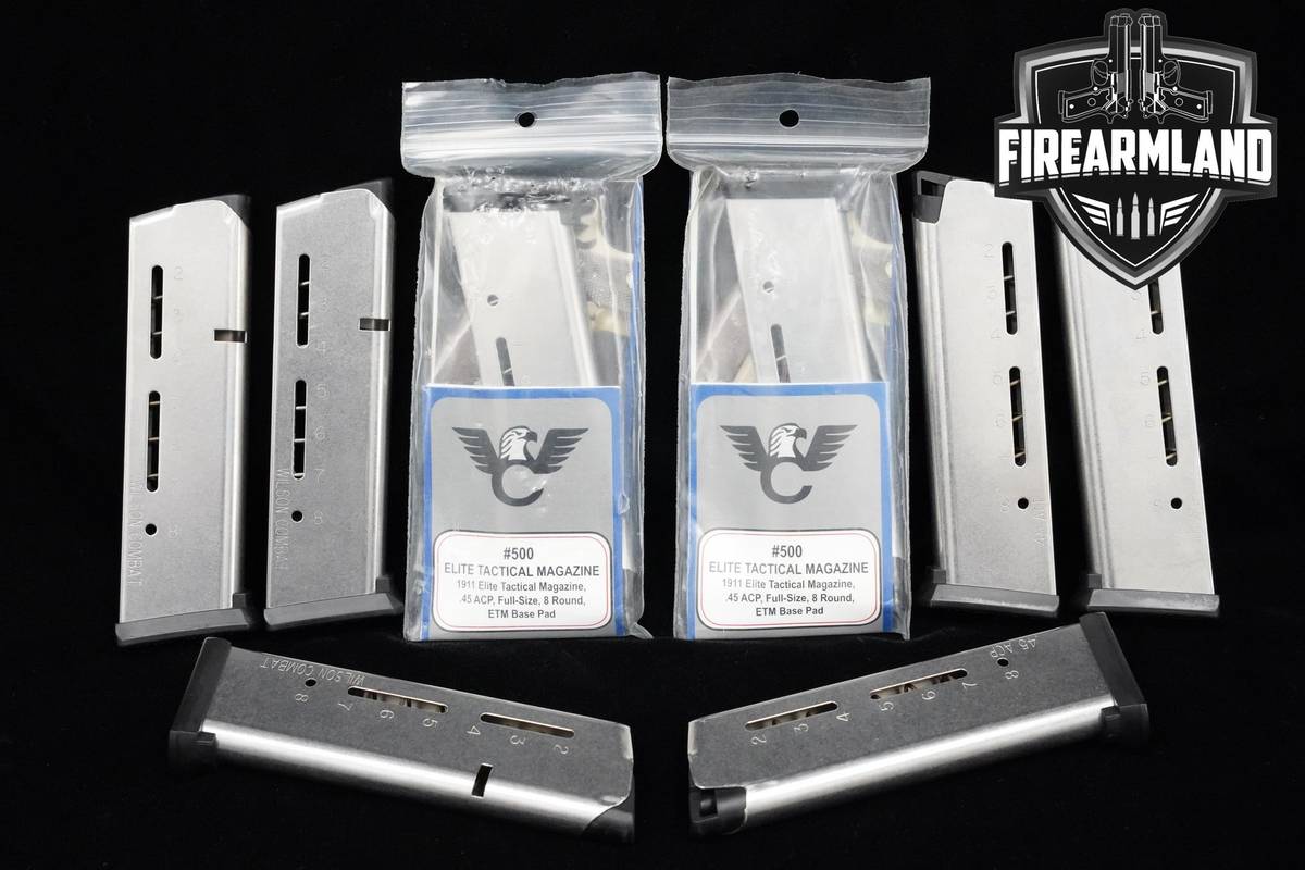 EIGHT Wilson Combat 1911 Elite Tactical Magazine Full-Size 8rd ETM Base Pad