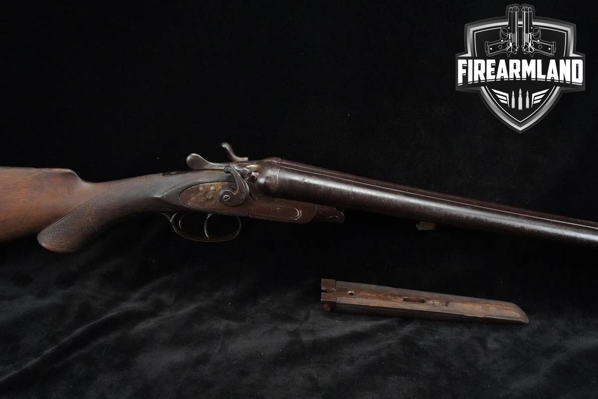 1880's-1890's ANTIQUE T. Barker 12-Gauge 32" Browned Damascus SxS Shotgun