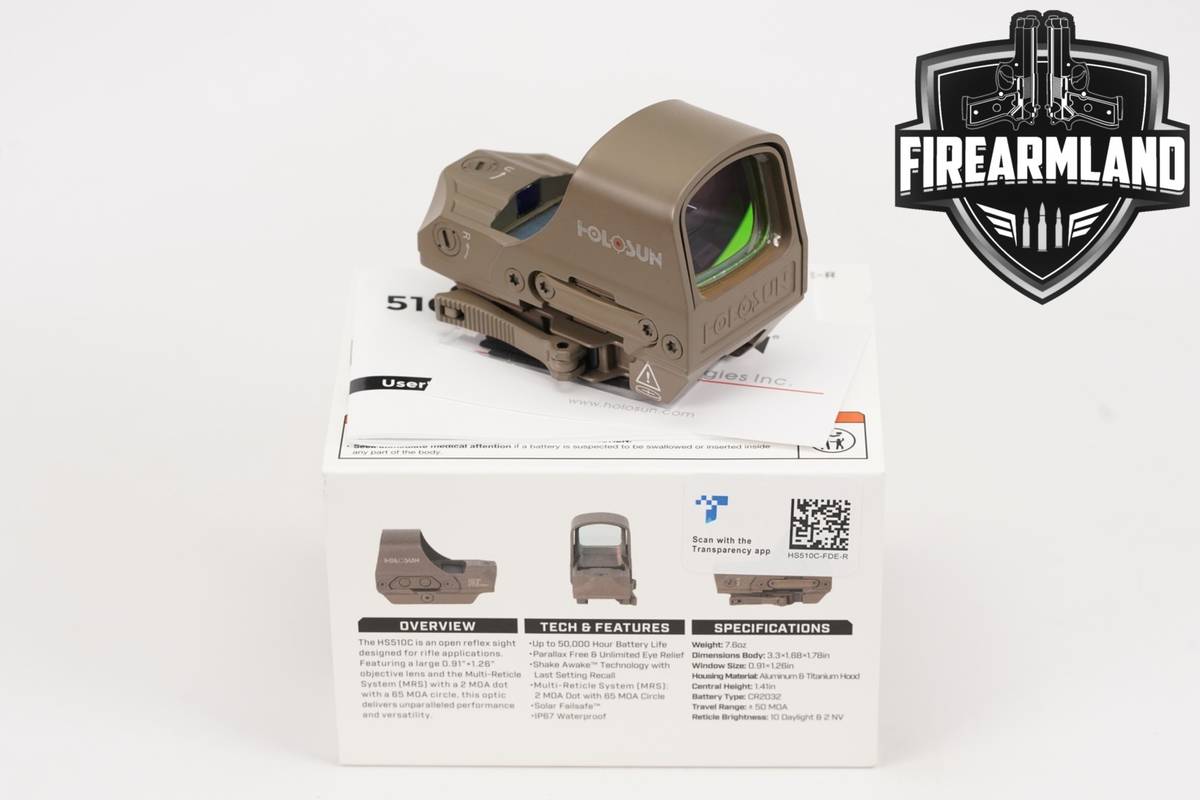 Holosun HS510C-FDE-R 2 MOA Dot & 65 Circle Red Sight HS 510C +ORIG CASE