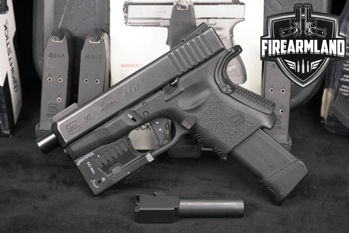 Glock 39 Gen3 G39 Gen 3 45 GAP +5 MAGS, ORIG CASE, NIGHTSTICK LASER/LIGHT