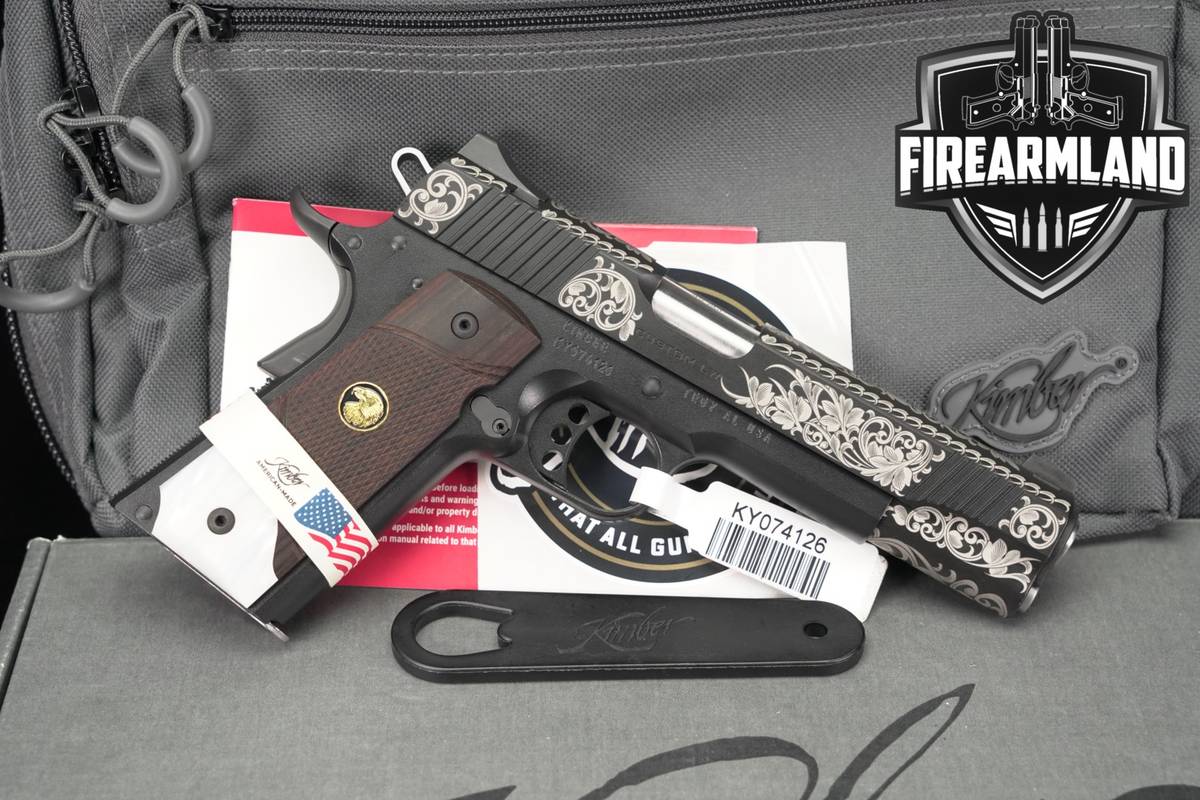 LIKE-NEW Kimber Custom LW Liberty 45 ACP 1911 5 KimPro Black SCROLLS + CASE