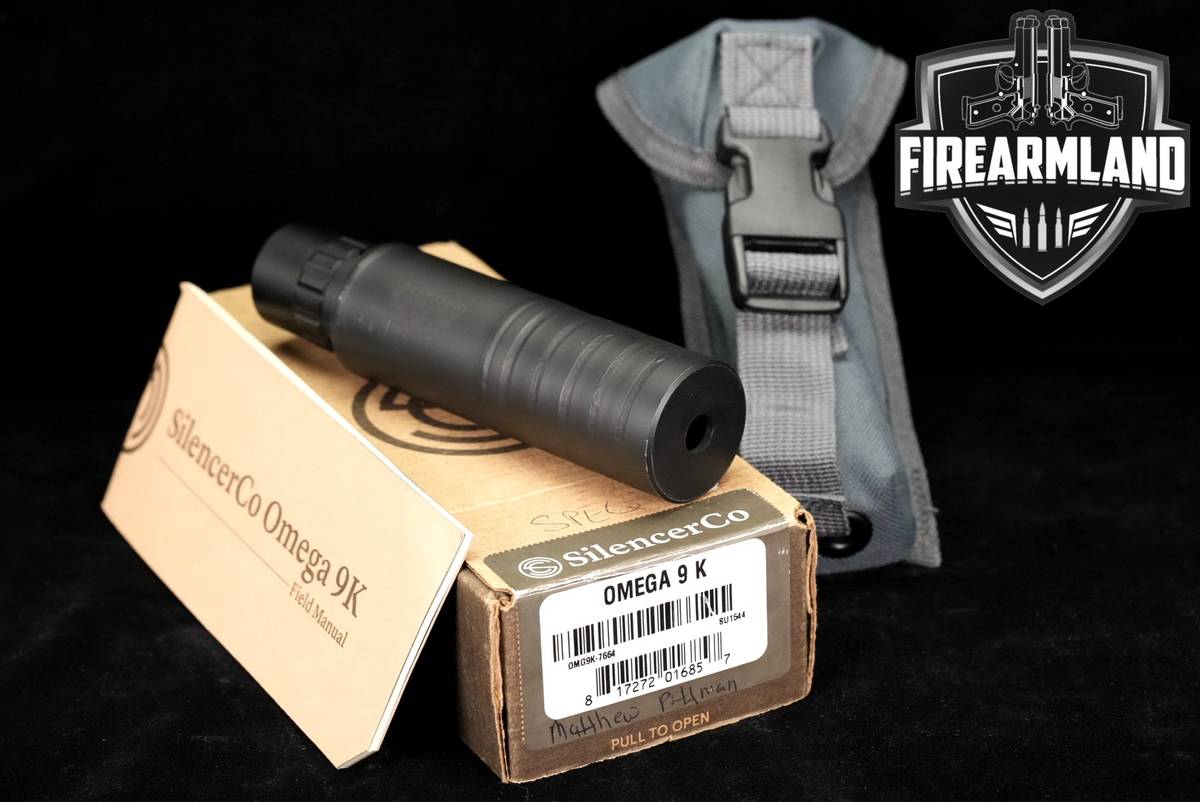SilencerCo Omega 9K Tri-Lug Adapter 9mm Luger Suppressor Silencer +ORIG BOX