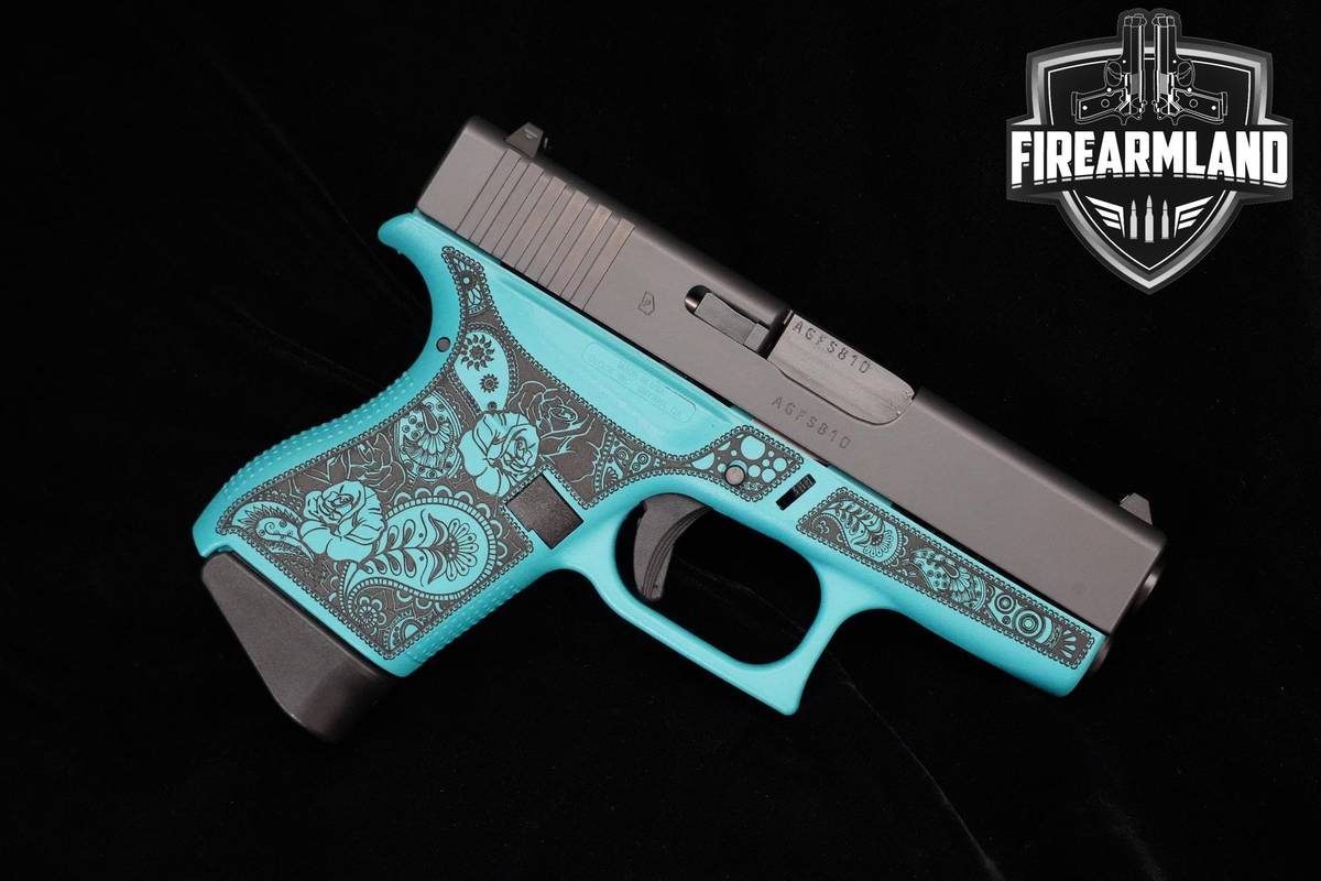 Glock 43 Glocks and Roses Tiffany Blue 9mm 3.41" 43 G43 +2 MAGS & ORIG CASE